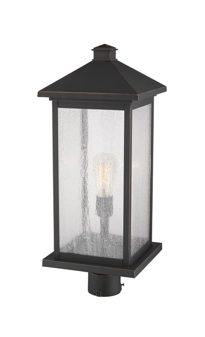 Z-Lite Portland 1 Light Outdoor Post Mount Fixture in Oil Rubbed Bronze 531PHBXLR-ORB