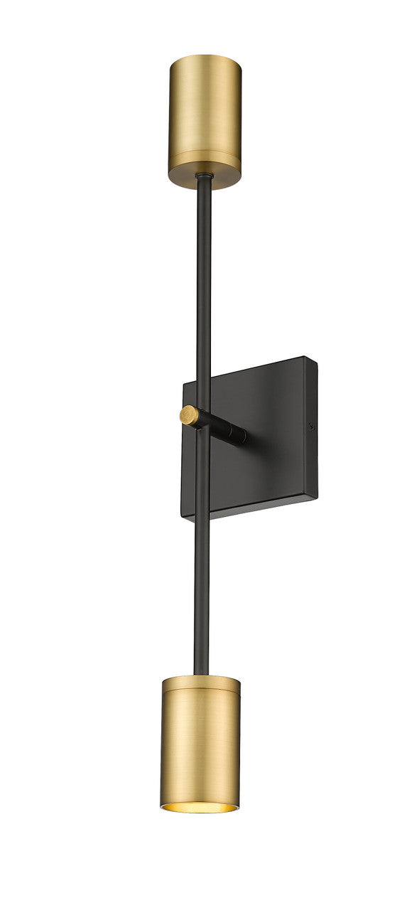 Z-Lite Calumet 2 Light Wall Sconce in Matte Black + Olde Brass 814-2S-MB-OBR