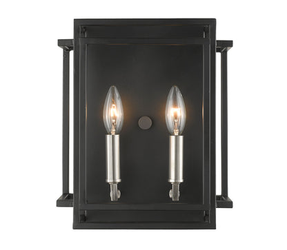 Z-Lite Titania 2 Light Wall Sconce in Black + Brushed Nickel 454-2S-BK-BN