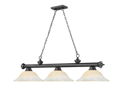 Z-Lite Cordon 3 Light Billiard in Bronze Plate 2306-3BP-WM16