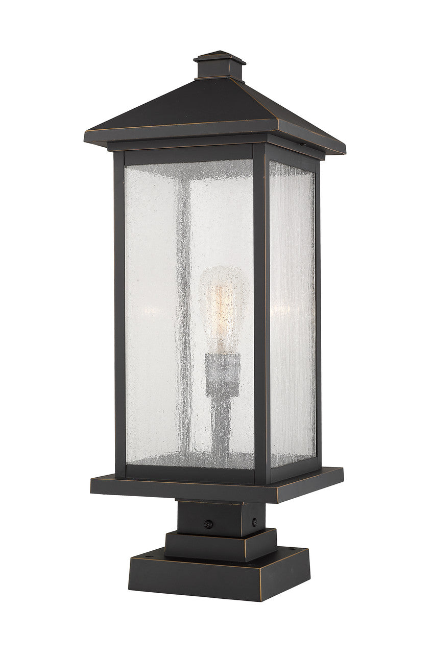 Z-Lite Portland 1 Light Outdoor Pier Mounted Fixture in Oil Rubbed Bronze 531PHBXLS-SQPM-ORB