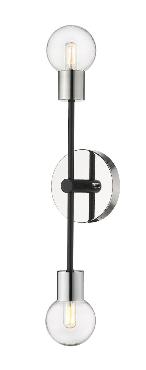 Z-Lite Neutra 2 Light Wall Sconce in Matte Black + Polished Nickel 621-2S-MB-PN