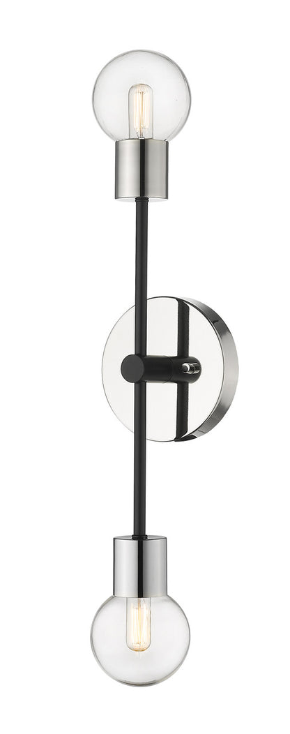 Z-Lite Neutra 2 Light Wall Sconce in Matte Black + Polished Nickel 621-2S-MB-PN