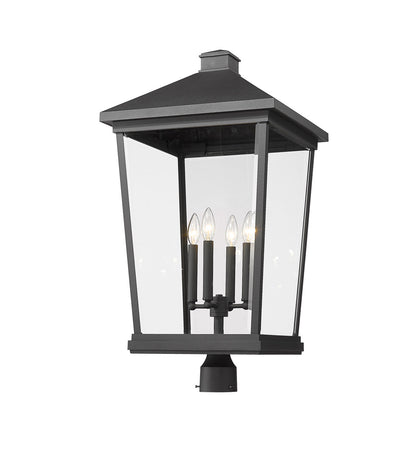 Z-Lite Beacon 4 Light Outdoor Post Mount Fixture in Black 568PHXXLR-BK