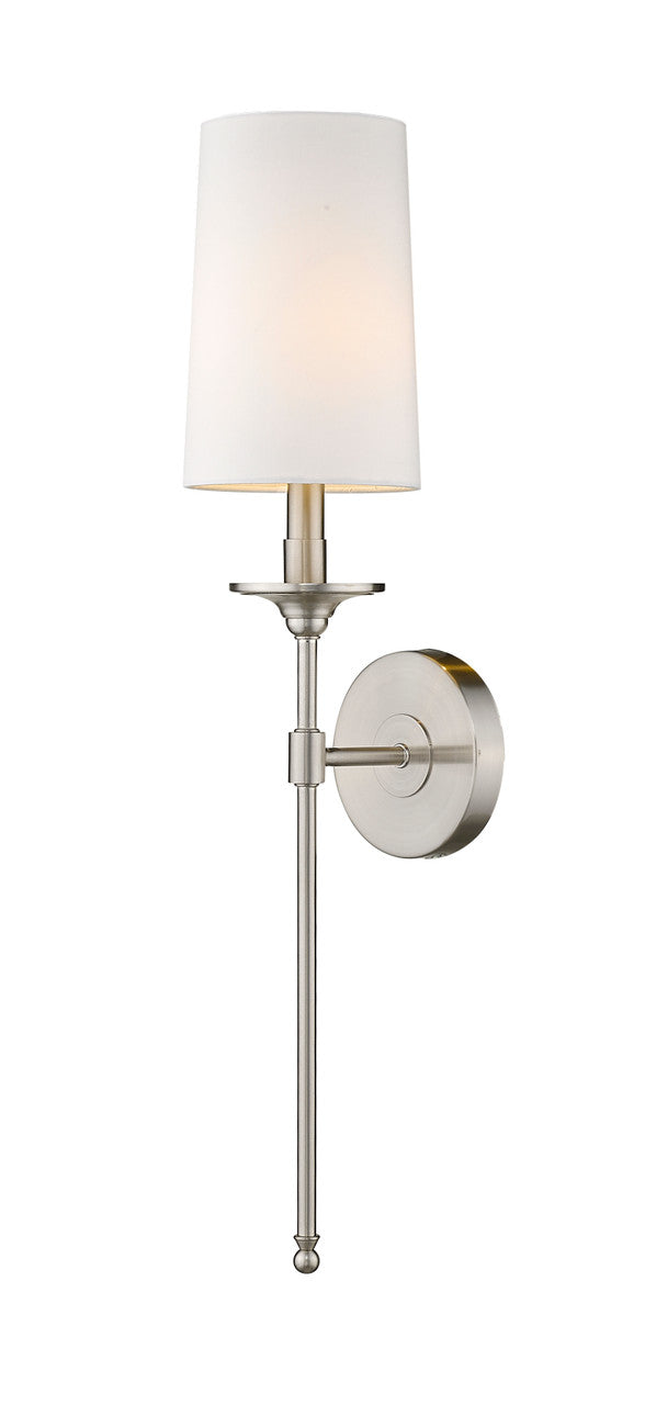 Z-Lite Emily 1 Light Wall Sconce in Brushed Nickel 807-1S-BN