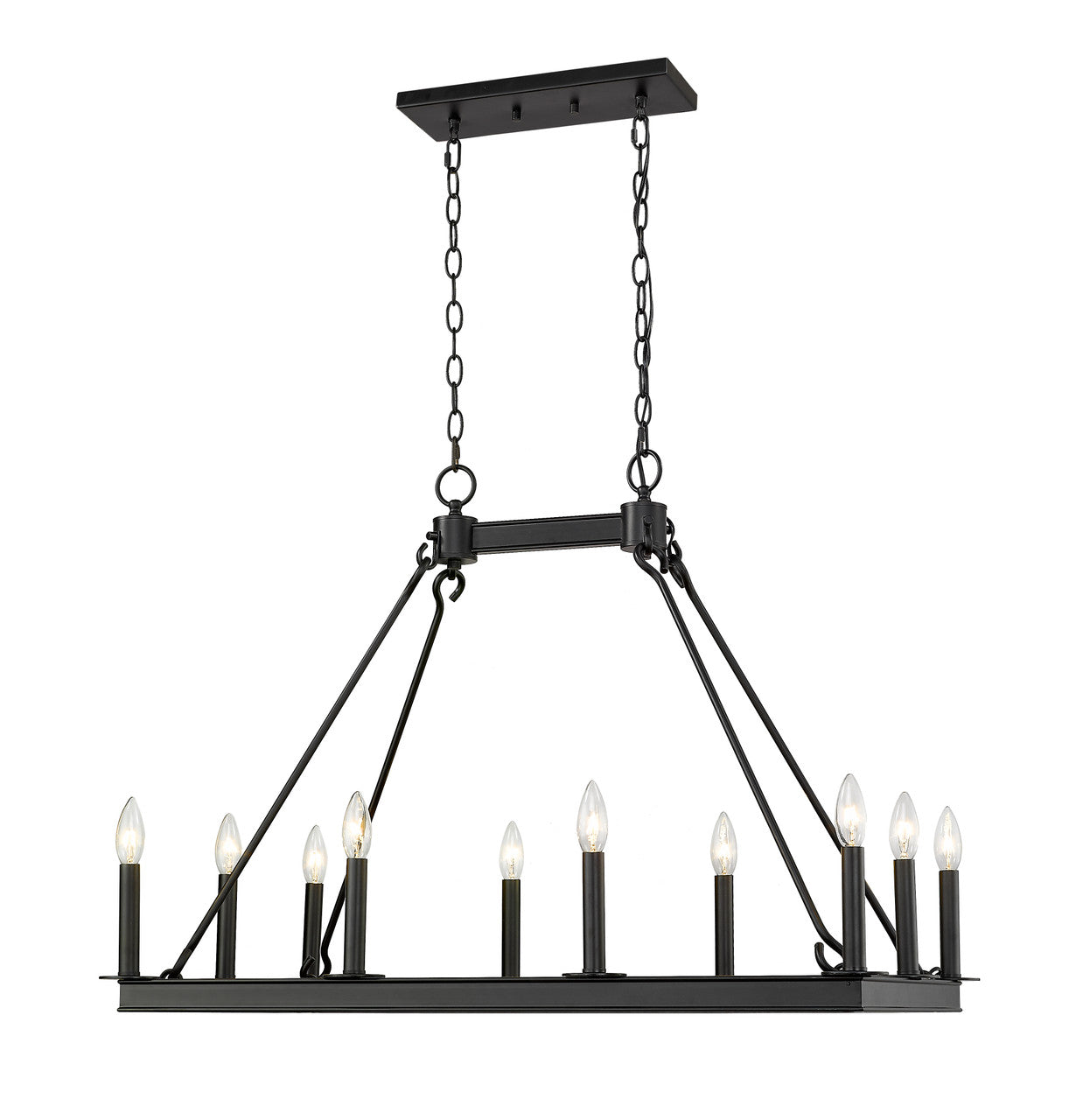 Z-Lite Barclay 10 Light Linear Chandelier in Matte Black 482-10L-MB