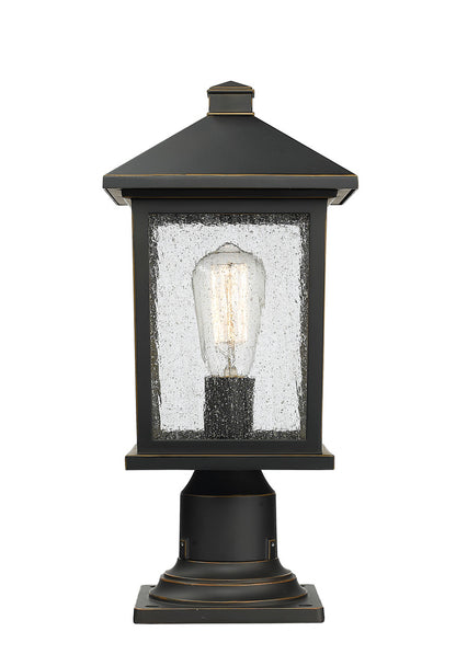 Z-Lite Portland 1 Light Outdoor Pier Mounted Fixture in Oil Rubbed Bronze 531PHMR-533PM-ORB