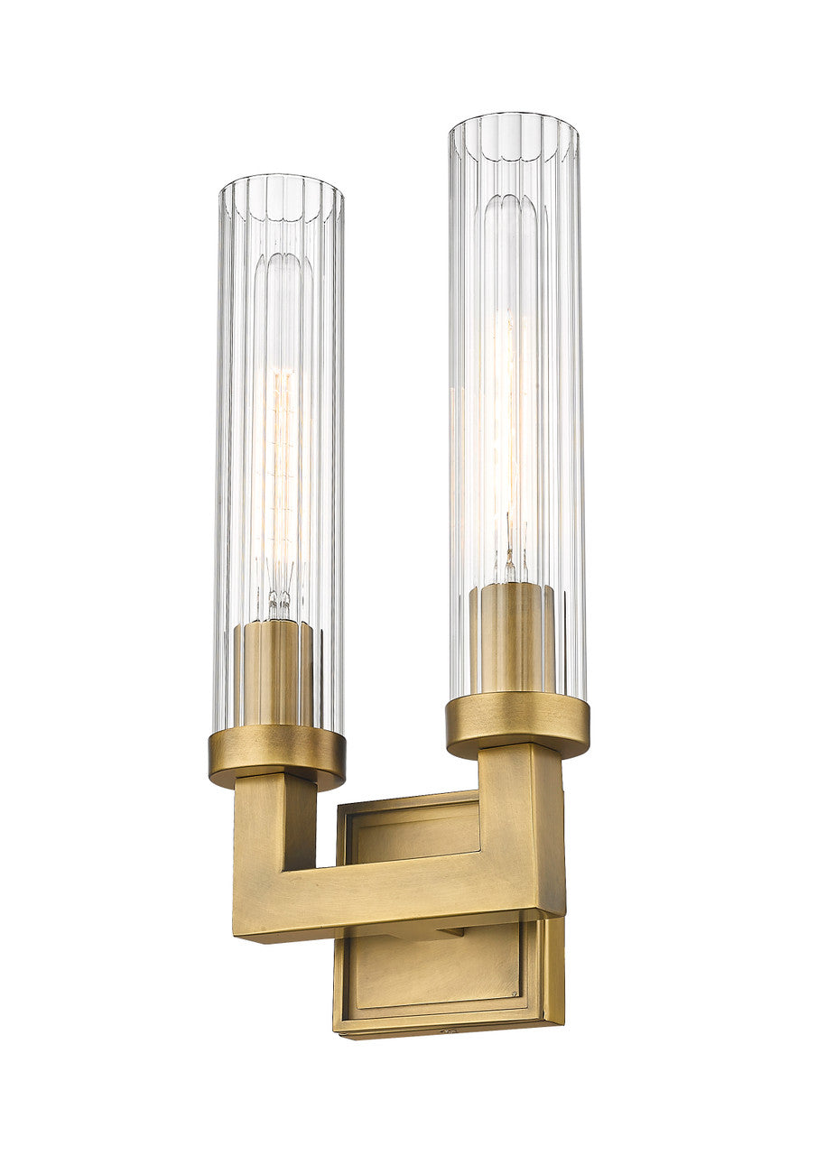 Z-Lite Beau 2 Light Wall Sconce in Rubbed Brass 3031-2S-RB