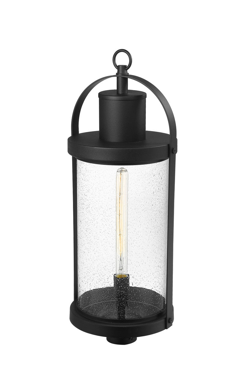 Z-Lite Roundhouse 1 Light Outdoor Post Mount Fixture in Black 569PHXL-BK