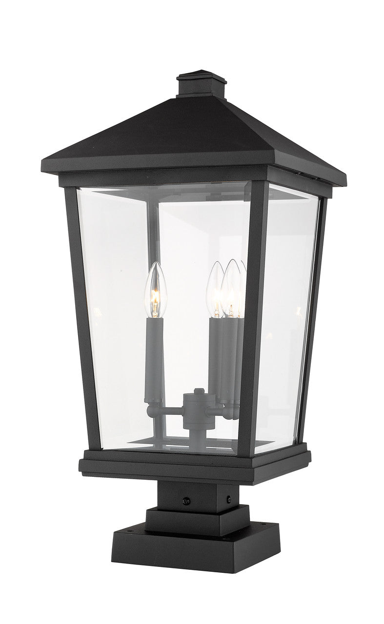 Z-Lite Beacon 3 Light Outdoor Pier Mounted Fixture in Black 568PHXLS-SQPM-BK