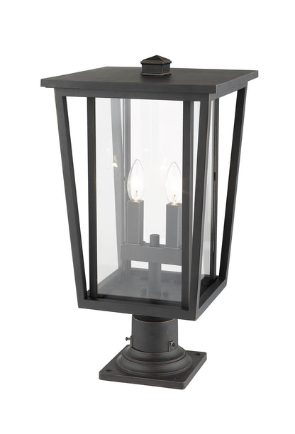 Z-Lite Seoul 2 Light Outdoor Pier Mounted Fixture in Oil Rubbed Bronze 571PHBR-533PM-ORB