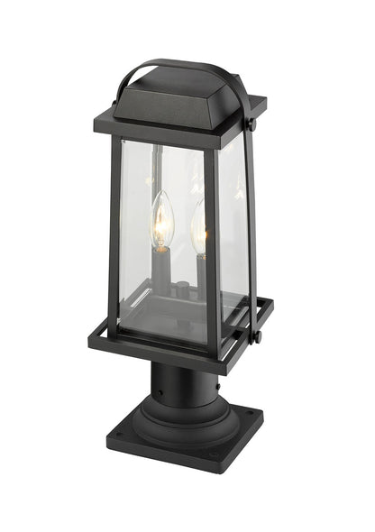 Z-Lite Millworks 2 Light Outdoor Pier Mounted Fixture in Black 574PHMR-533PM-BK