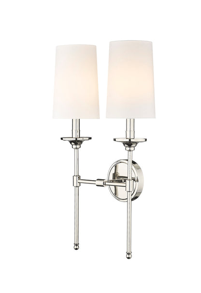 Z-Lite Emily 2 Light Wall Sconce in Polished Nickel 3033-2S-PN