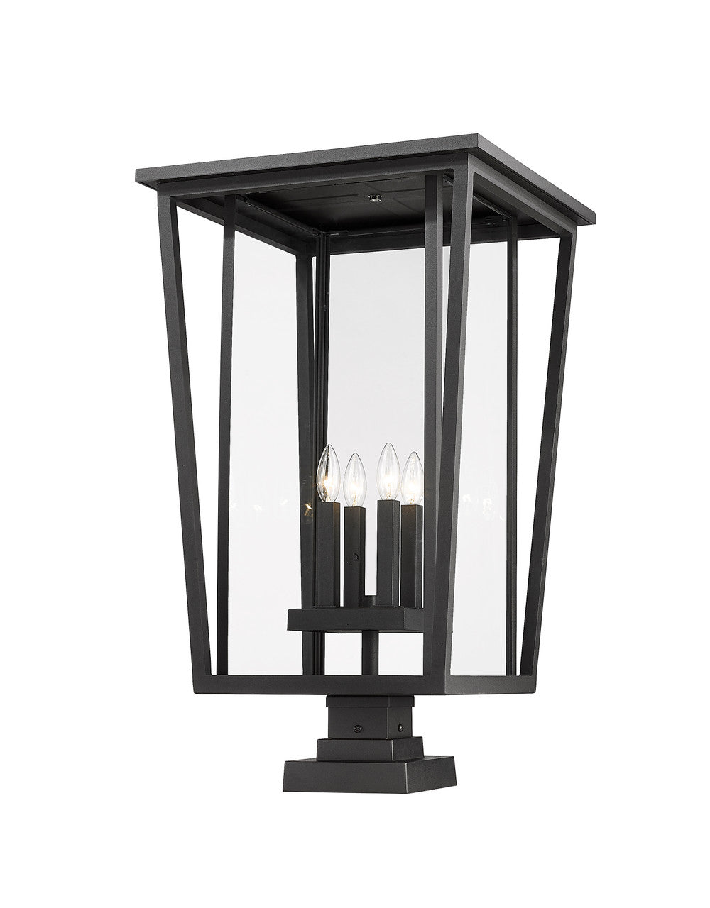 Z-Lite Seoul 4 Light Outdoor Pier Mounted Fixture in Black 571PHXXLS-SQPM-BK