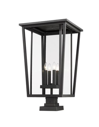 Z-Lite Seoul 4 Light Outdoor Pier Mounted Fixture in Black 571PHXXLS-SQPM-BK