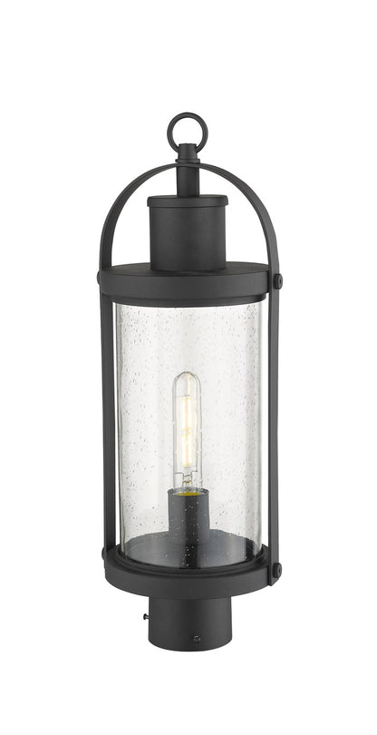 Z-Lite Roundhouse 1 Light Outdoor Post Mount Fixture in Black 569PHM-BK