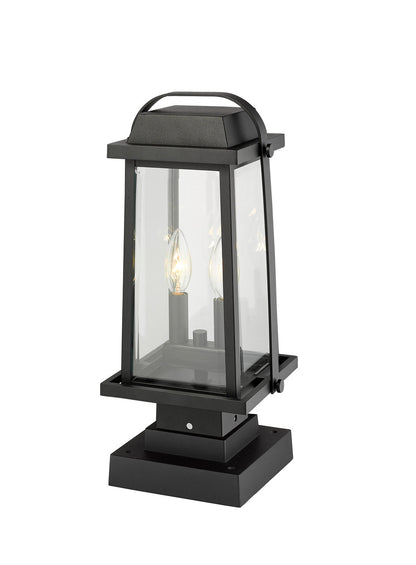 Z-Lite Millworks 2 Light Outdoor Pier Mounted Fixture in Black 574PHMS-SQPM-BK