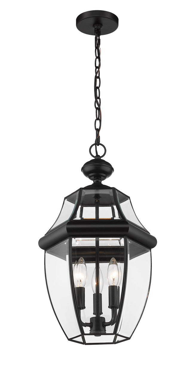 Z-Lite Westover 3 Light Outdoor Chain Mount Ceiling Fixture in Black 580CHB-BK