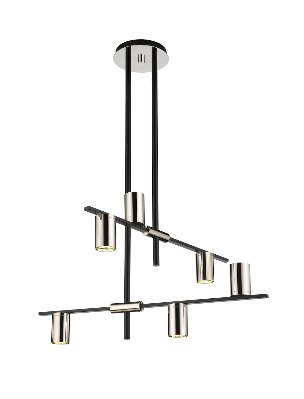 Z-Lite Calumet 6 Light Chandelier in Matte Black + Polished Nickel 814-6MB-PN