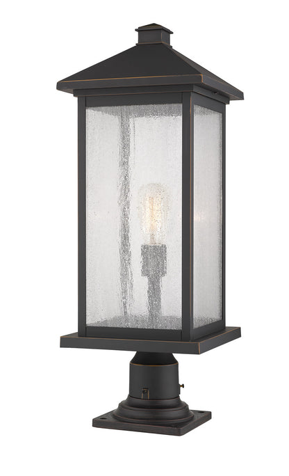 Z-Lite Portland 1 Light Outdoor Pier Mounted Fixture in Oil Rubbed Bronze 531PHBXLR-533PM-ORB