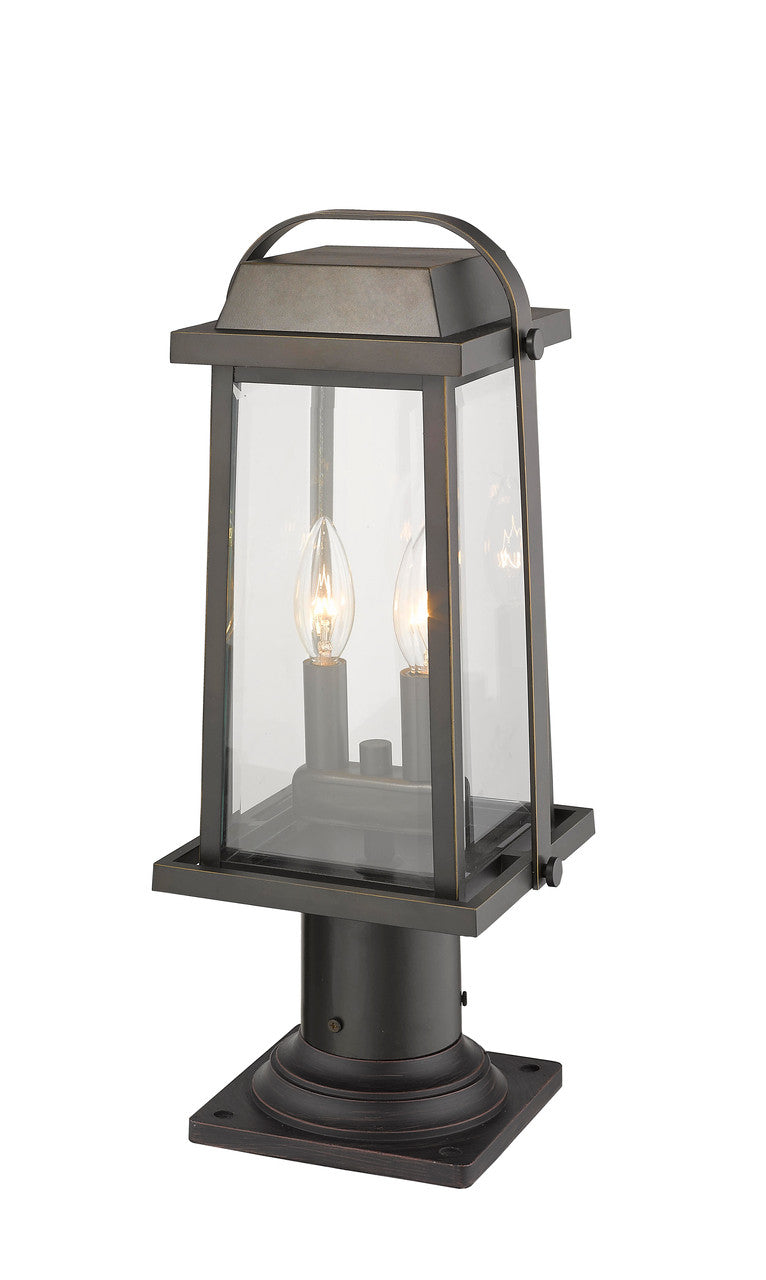 Z-Lite Millworks 2 Light Outdoor Pier Mounted Fixture in Oil Rubbed Bronze 574PHMR-533PM-ORB