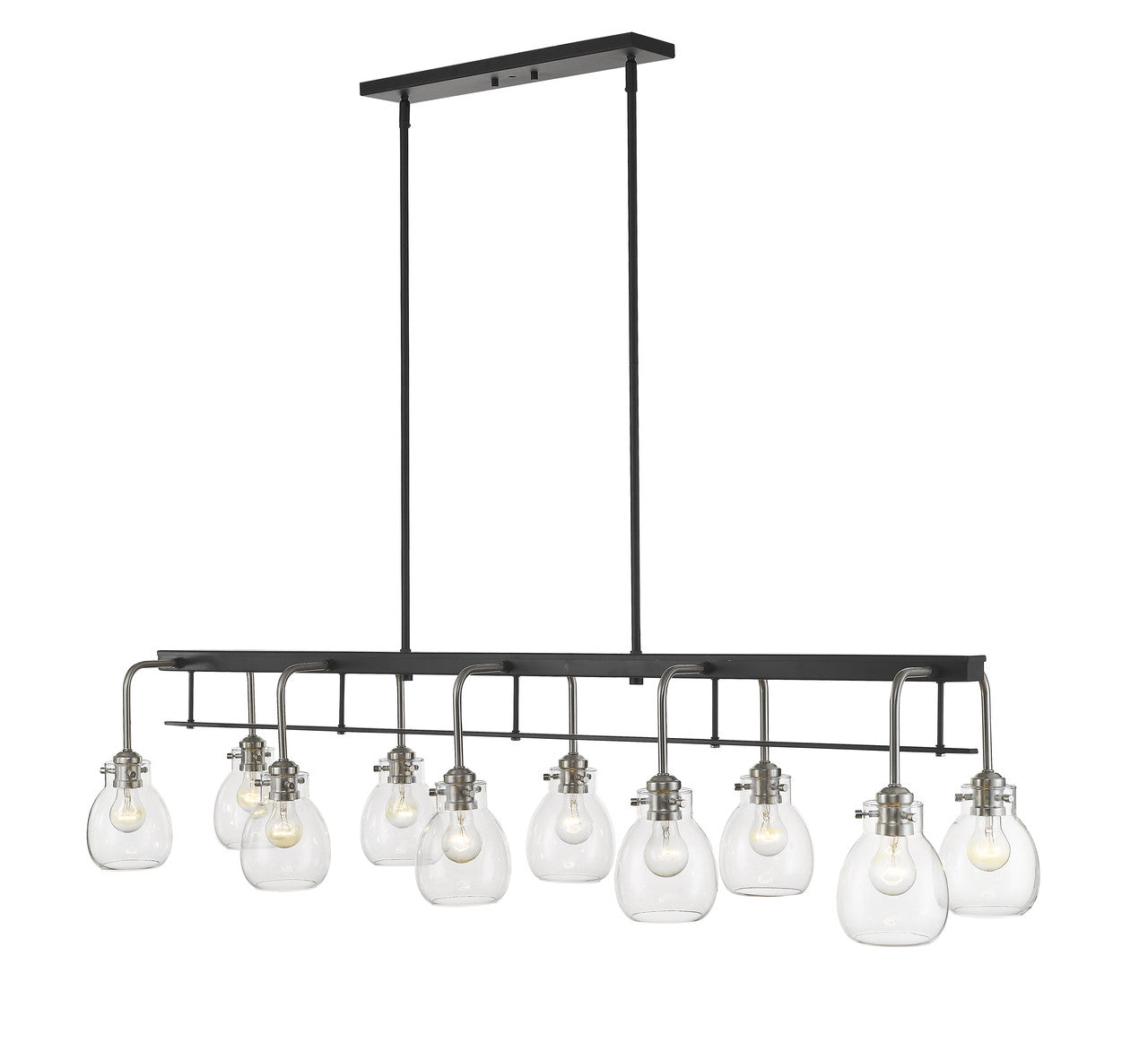 Z-Lite Kraken 10 Light Linear Chandelier in Matte Black + Brushed Nickel 466-10L-MB-BN