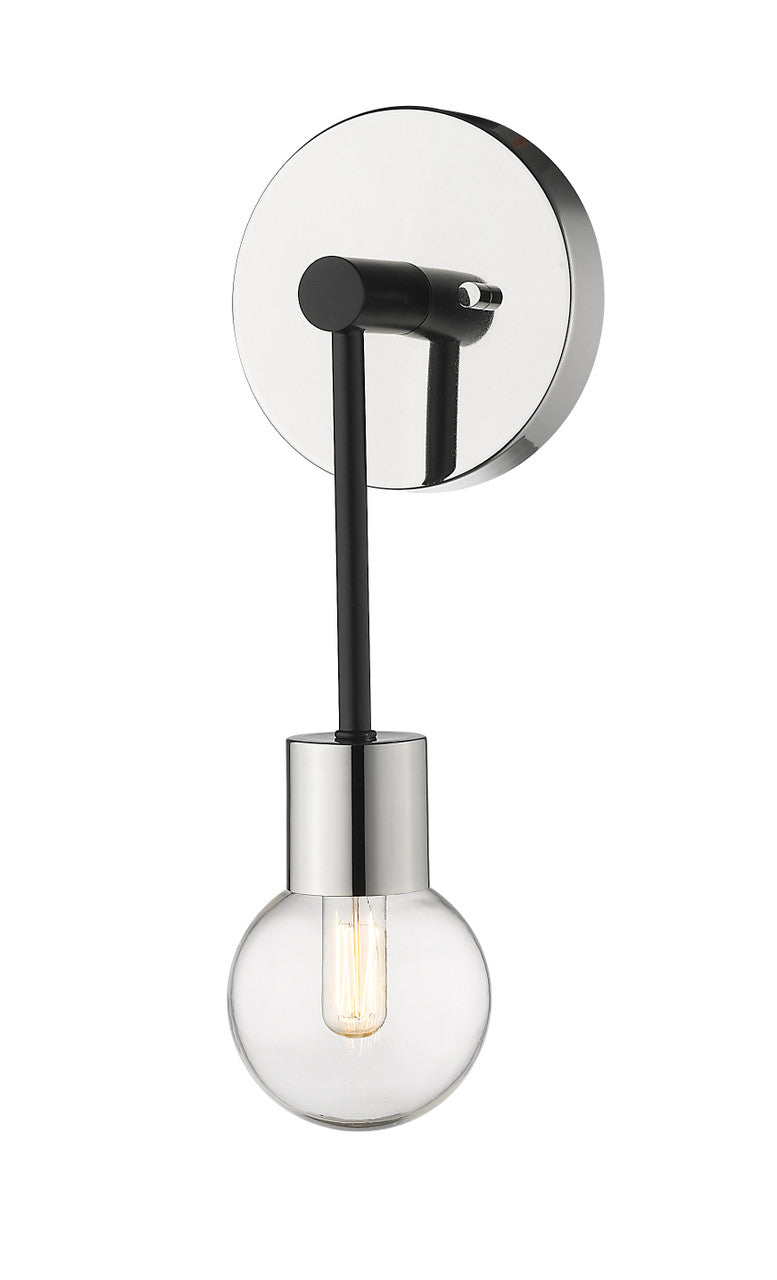 Z-Lite Neutra 1 Light Wall Sconce in Matte Black + Polished Nickel 621-1S-MB-PN