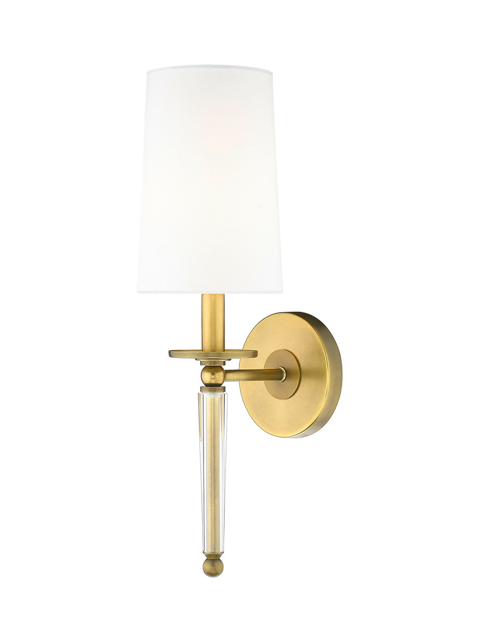 Z-Lite Avery 1 Light Wall Sconce in Rubbed Brass 810-1S-RB-WH