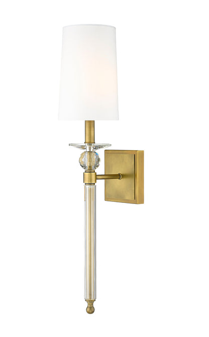 Z-Lite Ava 1 Light Wall Sconce in Rubbed Brass 804-1S-RB-WH