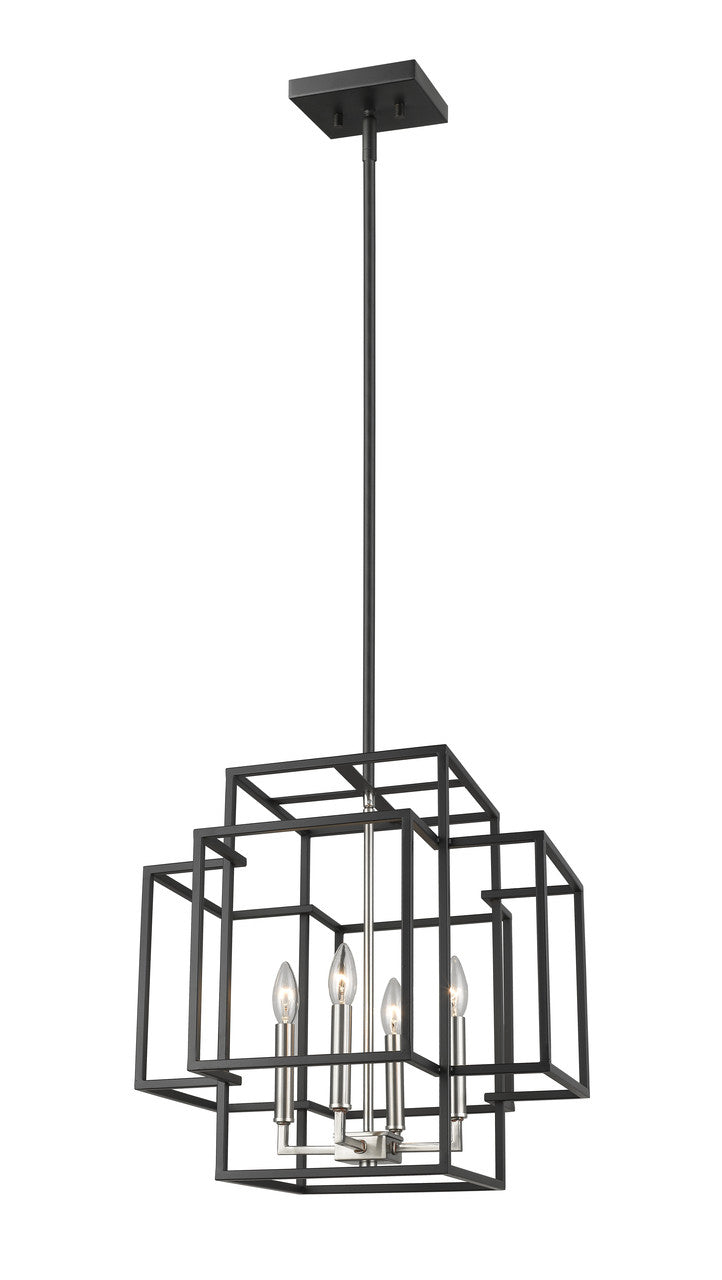 Z-Lite Titania 4 Light Chandelier in Black + Brushed Nickel 454-18BK-BN