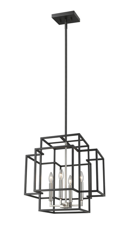 Z-Lite Titania 4 Light Chandelier in Black + Brushed Nickel 454-18BK-BN