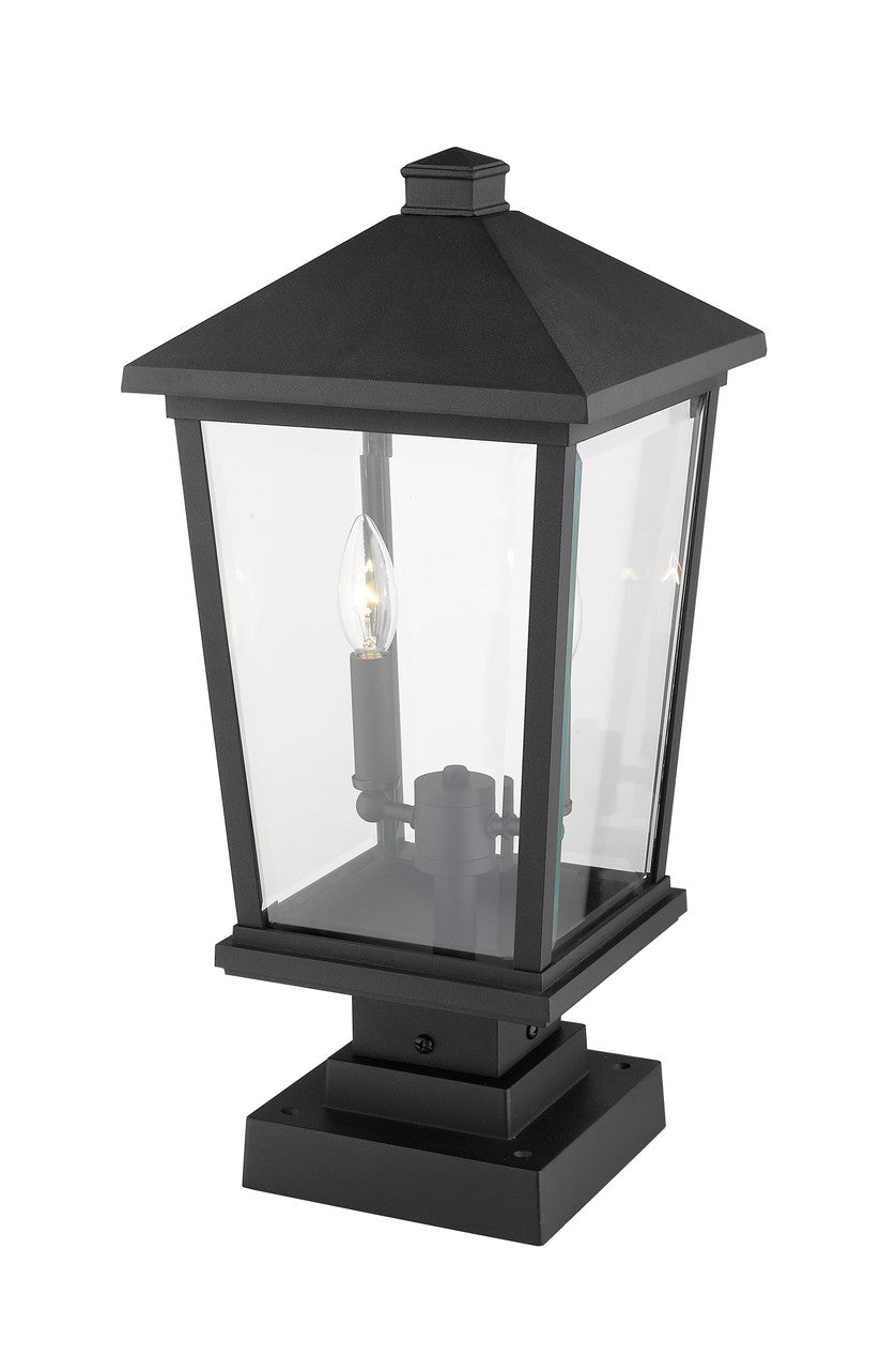 Z-Lite Beacon 2 Light Outdoor Pier Mounted Fixture in Black 568PHBS-SQPM-BK