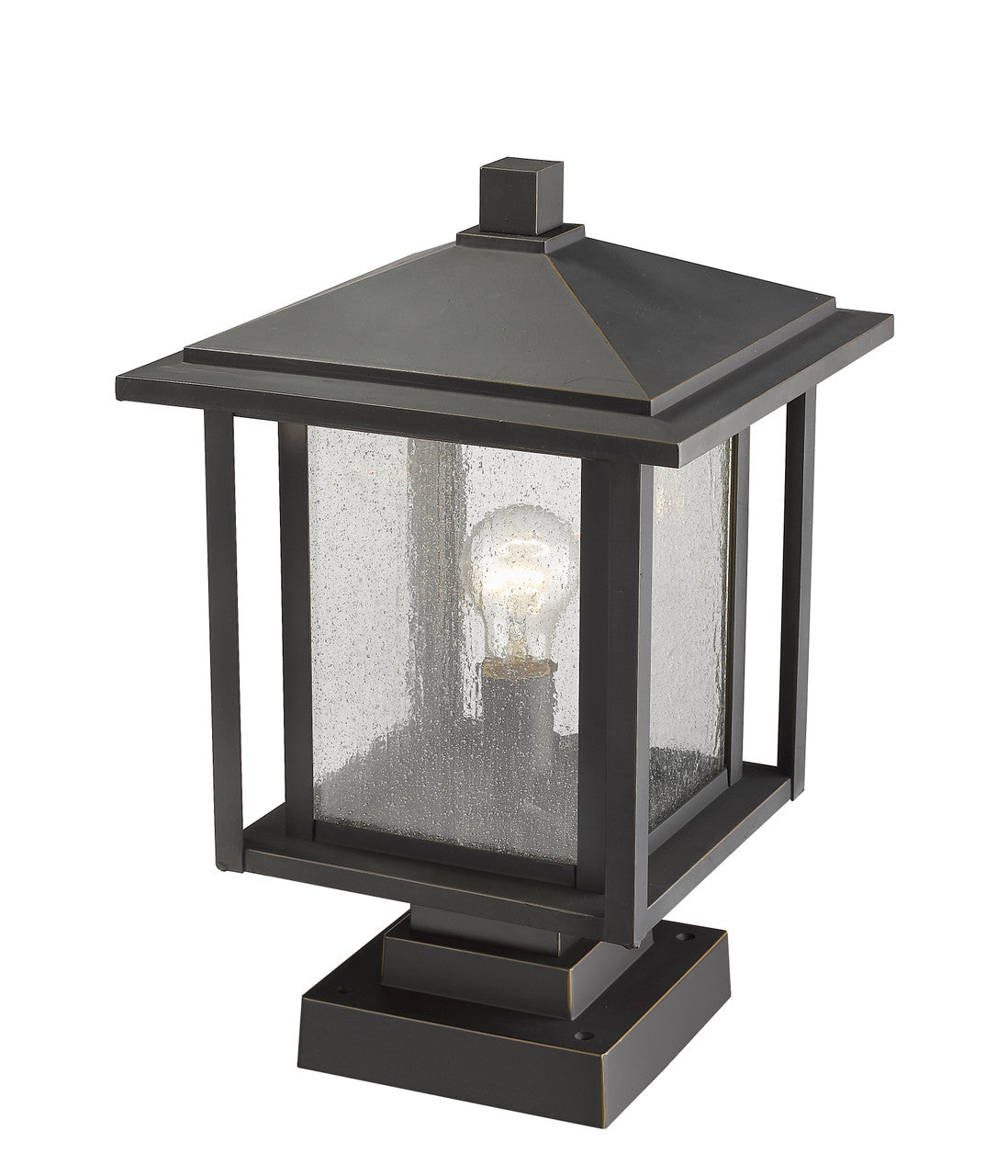 Z-Lite Aspen 1 Light Outdoor Pier Mounted Fixture in Oil Rubbed Bronze 554PHBS-SQPM-ORB