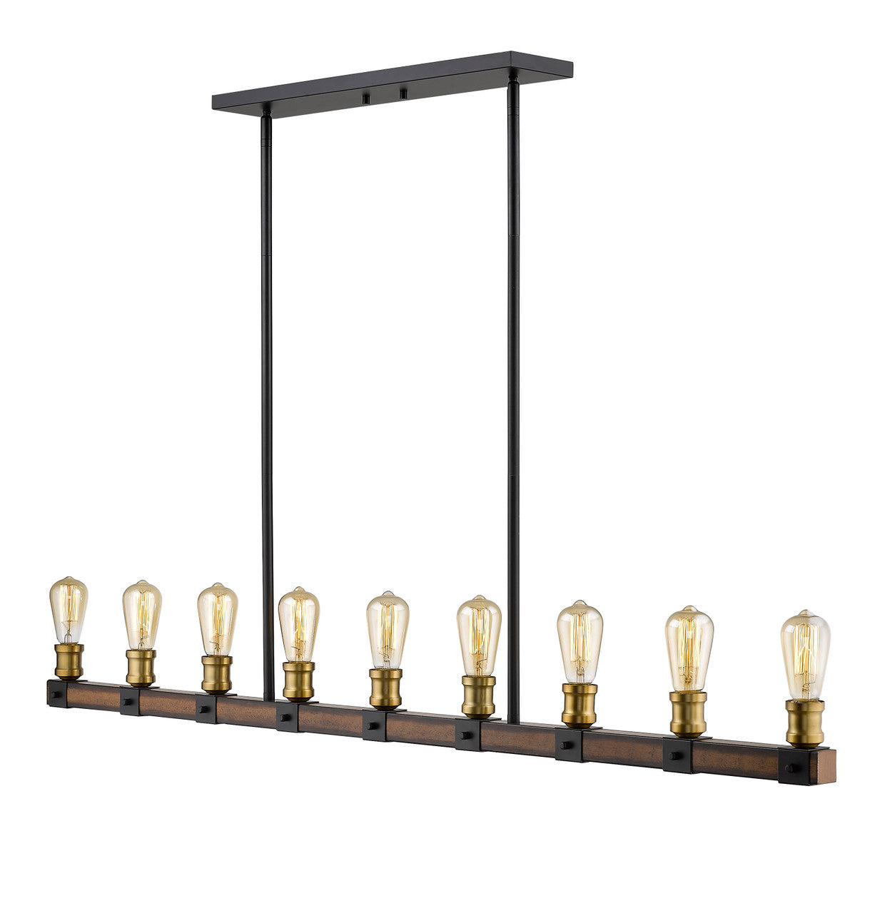 Z-Lite Kirkland 9 Light Linear Chandelier in Rustic Mahogany 472-9L-RM