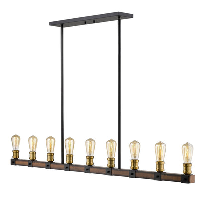 Z-Lite Kirkland 9 Light Linear Chandelier in Rustic Mahogany 472-9L-RM