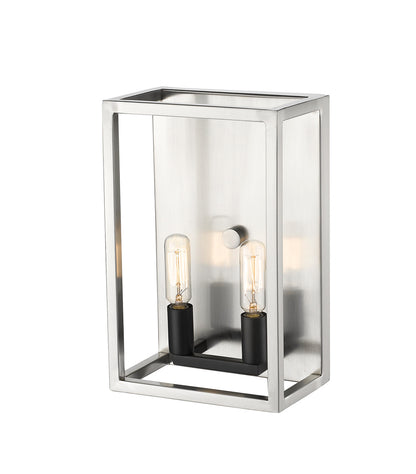 Z-Lite Quadra 2 Light Wall Sconce in Brushed Nickel + Black 456-2S-BN-BK