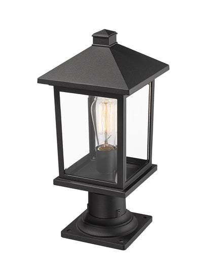 Z-Lite Portland 1 Light Outdoor Pier Mounted Fixture in Black 531PHMR-533PM-BK