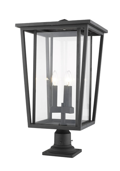 Z-Lite Seoul 3 Light Outdoor Pier Mounted Fixture in Black 571PHXLR-533PM-BK