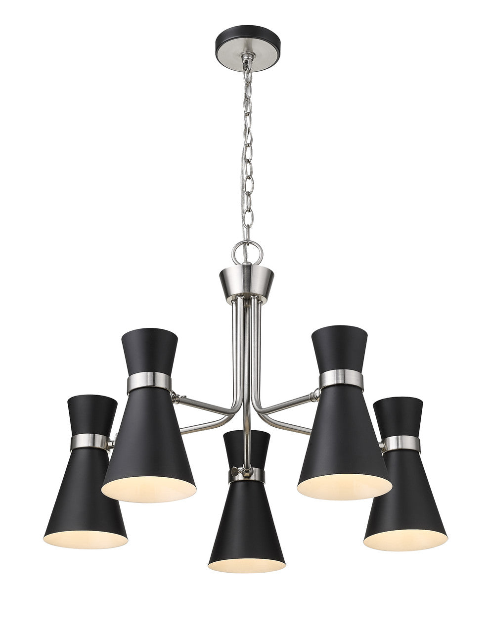 Z-Lite Soriano 5 Light Chandelier in Matte Black + Brushed Nickel 728-5MB-BN