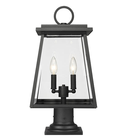 Z-Lite Broughton 2 Light Outdoor Pier Mounted Fixture in Black 521PHMR-533PM-BK