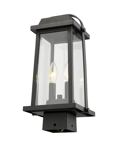 Z-Lite Millworks 2 Light Outdoor Post Mount Fixture in Black 574PHMS-BK