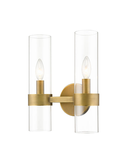 Z-Lite Datus 2 Light Wall Sconce in Rubbed Brass 4008-2S-RB