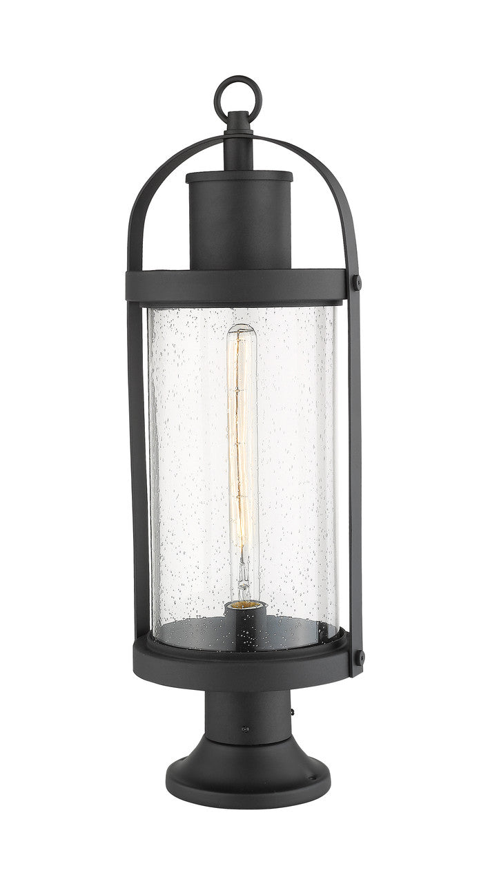 Z-Lite Roundhouse 1 Light Outdoor Pier Mounted Fixture in Black 569PHB-553PM-BK