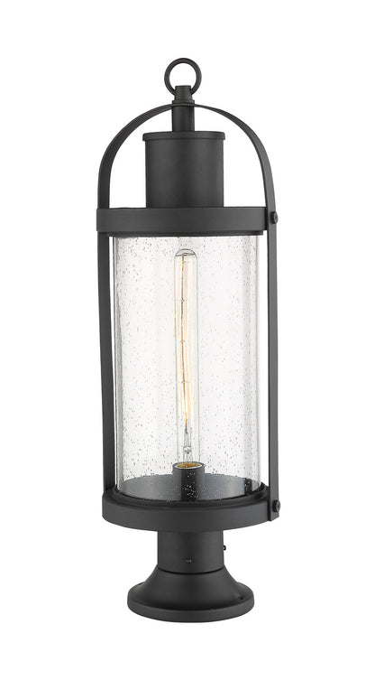 Z-Lite Roundhouse 1 Light Outdoor Pier Mounted Fixture in Black 569PHB-553PM-BK