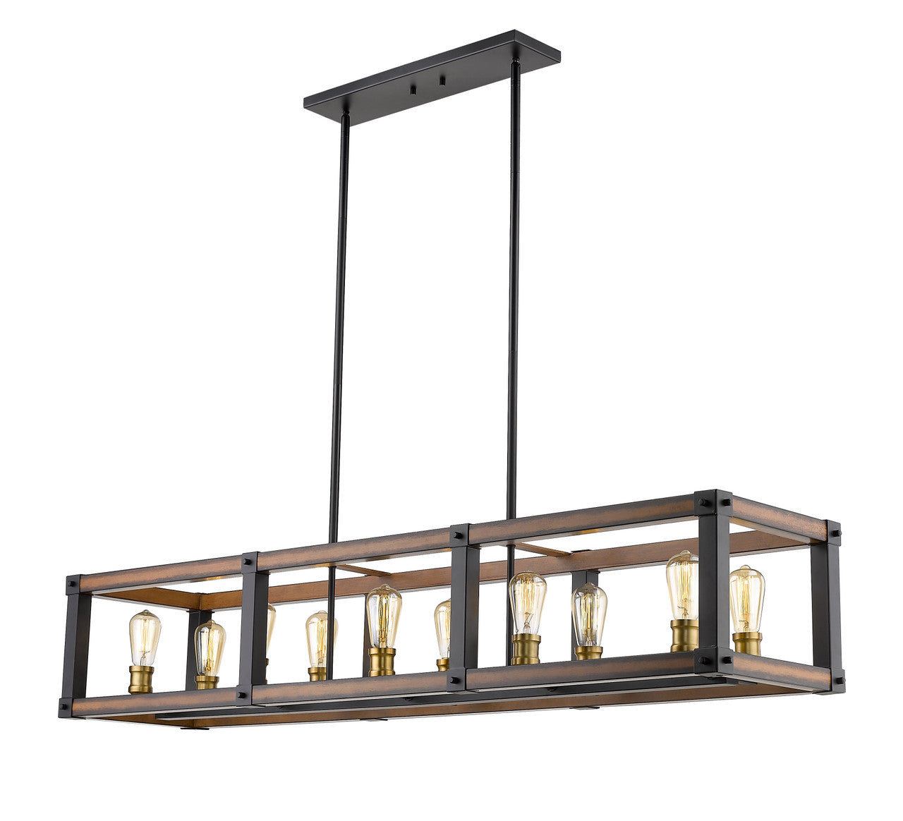 Z-Lite Kirkland 10 Light Linear Chandelier in Rustic Mahogany 472-10L-RM