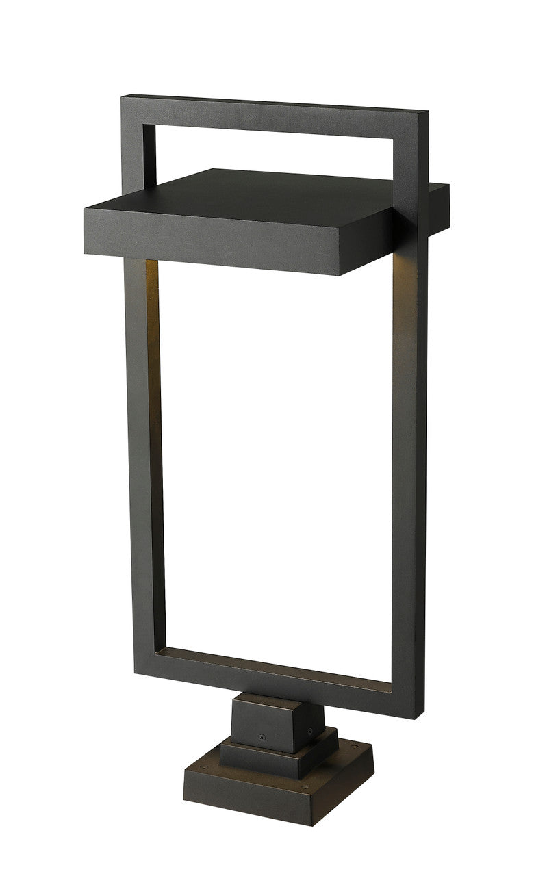 Z-Lite Luttrel 1 Light Outdoor Pier Mounted Fixture in Black 566PHXLS-SQPM-BK-LED