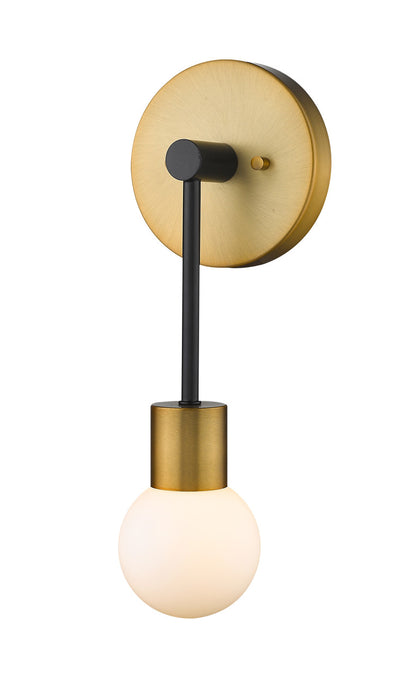 Z-Lite Neutra 1 Light Wall Sconce in Matte Black + Foundry Brass 621-1S-MB-FB