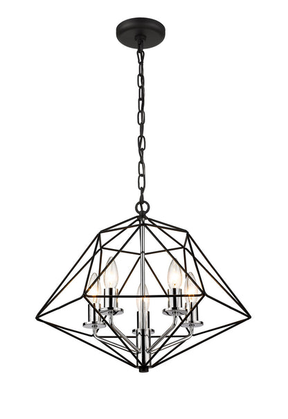 Z-Lite Geo 3 Light Chandelier in Matte Black + Chrome 918-14MB-CH