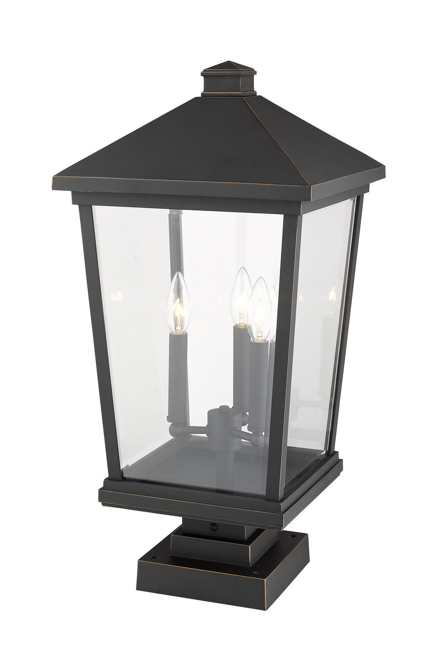 Z-Lite Beacon 3 Light Outdoor Pier Mounted Fixture in Oil Rubbed Bronze 568PHXLS-SQPM-ORB