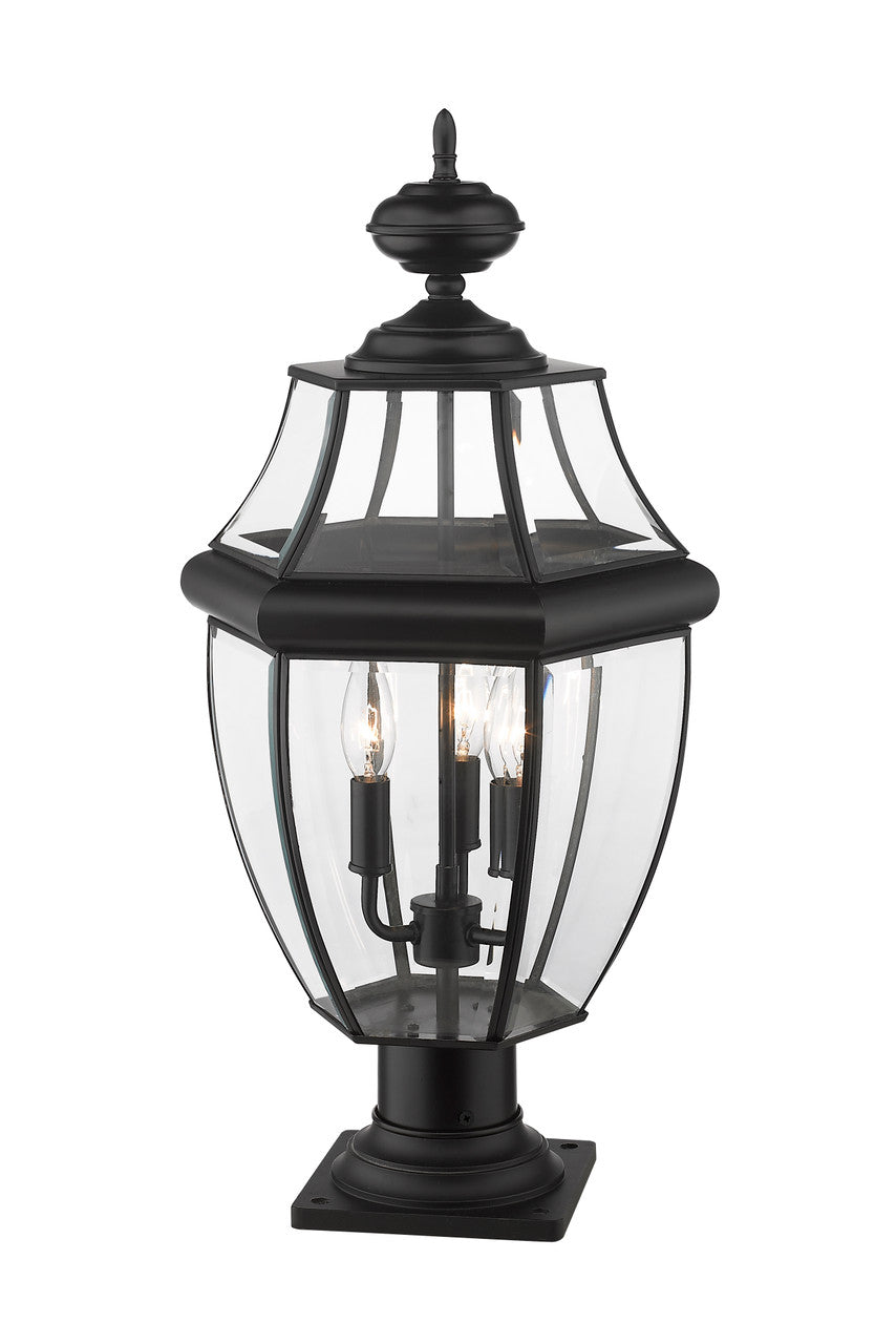 Z-Lite Westover 3 Light Outdoor Pier Mounted Fixture in Black 580PHB-533PM-BK